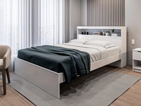 Кровать двуспальная 1,6м Бруклин СБ-3356 (белый) в Керамкомбинате - keramkombinat.mebel-nsk.ru | фото
