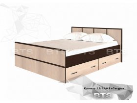 Кровать двуспальная с ящиками 1,4м Сакура (BTS) в Керамкомбинате - keramkombinat.mebel-nsk.ru | фото