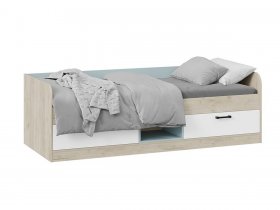 Кровать комбинированная «Оливер» Тип 1 401.003.000 (дуб крафт серый/белый/серо-голубой) в Керамкомбинате - keramkombinat.mebel-nsk.ru | фото