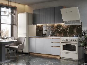 Кухонный гарнитур Ника 1,6 м (графит/серый софт) в Керамкомбинате - keramkombinat.mebel-nsk.ru | фото