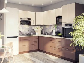 Модульная кухня Классика (ваниль/шоколад) в Керамкомбинате - keramkombinat.mebel-nsk.ru | фото