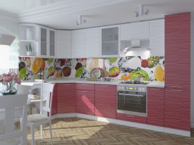 Модульная кухня «Валерия» (страйп белый/красный) в Керамкомбинате - keramkombinat.mebel-nsk.ru | фото