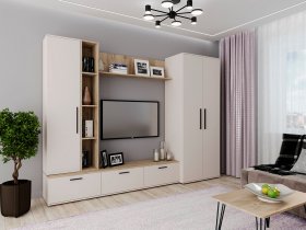 Модульная стенка Верона (сатин/дуб крафт серый) в Керамкомбинате - keramkombinat.mebel-nsk.ru | фото