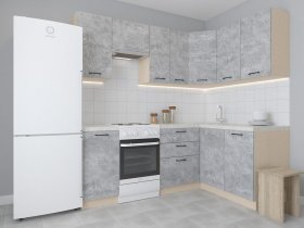 Модульная угловая кухня 1,4м*2,1м Лада (цемент) в Керамкомбинате - keramkombinat.mebel-nsk.ru | фото
